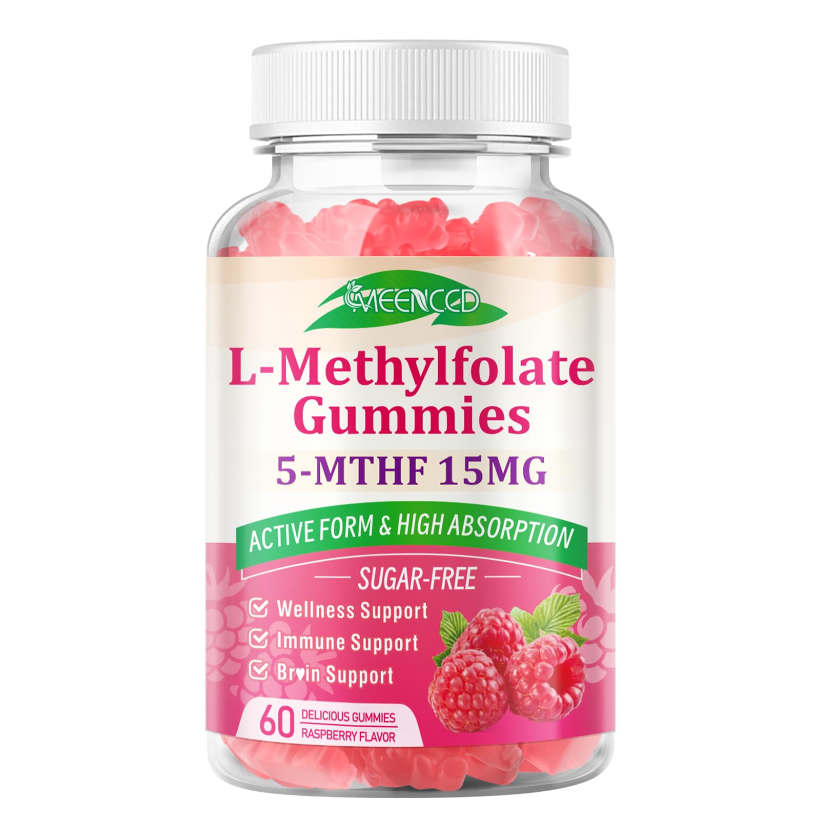 60-count MEENCCD bottle of L-Methylfolate gummies