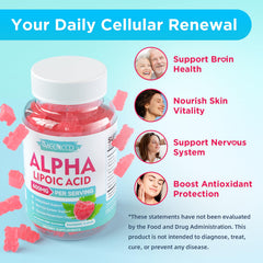 Illustration of nerve and brain health benefits from ALA gummies