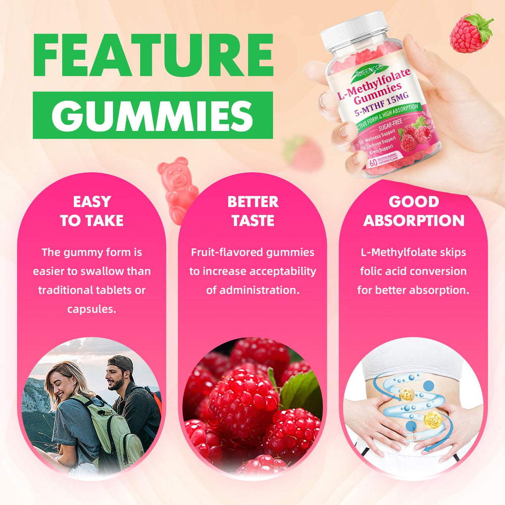 Easy daily dose of 15 mg L-Methylfolate gummy
