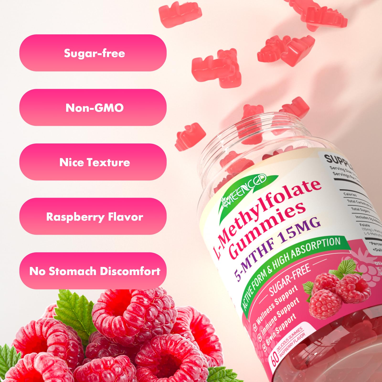 GMP-certified L-Methylfolate gummy supplement