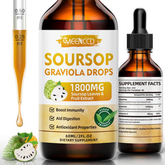 MEENCCD Soursop Graviola Liquid Drops 1800mg bottle with orange flavor, 2 fl oz