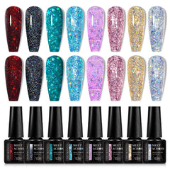 MEET ACROSS gold glitter gel nail polish for long-lasting shine at home