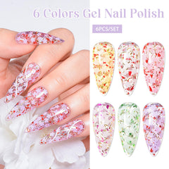 MEET ACROSS jelly gel colors lineup in gold, blue, green, and pink for nails.