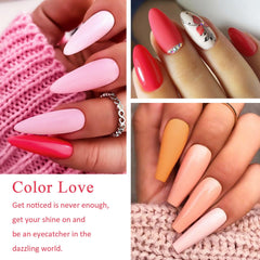 MEET ACROSS light baby pink gel polish bottle in hand for everyday wear.