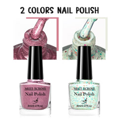 MEET ACROSS nail polish set quick-drying action minimizes smudges for on-the-go touchups.