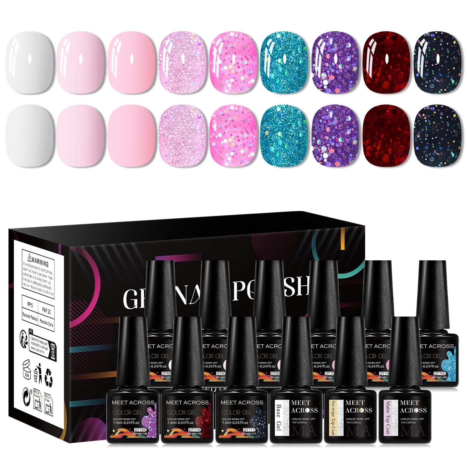 MEET ACROSS nine-color gel polish bottles for vibrant home manicures