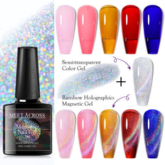 MEET ACROSS rainbow-gem 8ml gel polish swatches offer vibrant color variety.