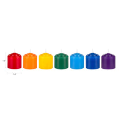 Mega Candles chakra votive offers a 10-hour burn for extended meditation sessions.