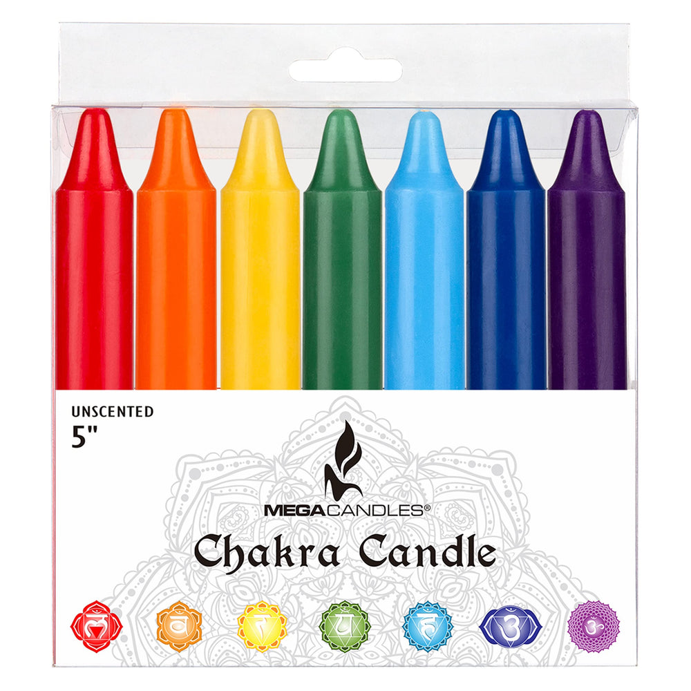 Mega Candles chakra candle color therapy visuals for mood balance