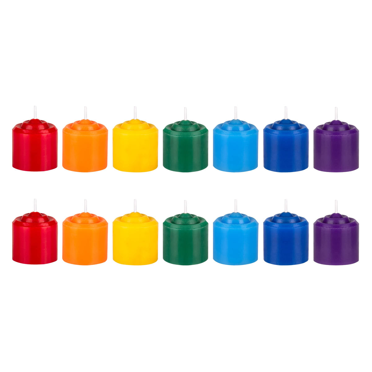Mega Candles Chakra Votive with layered chakra colors for focused meditation.