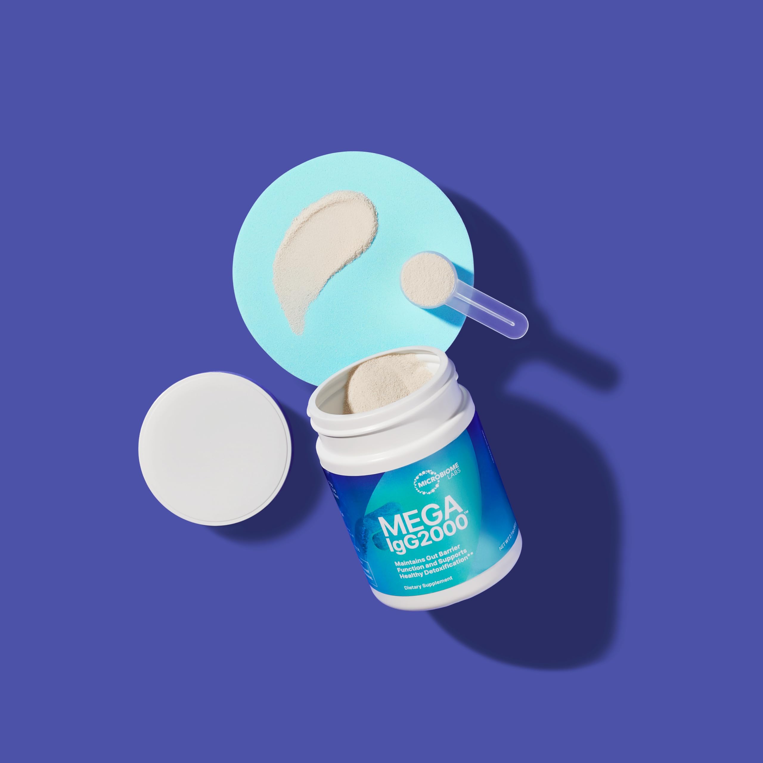 Comparison image of Mega IgG2000 capsules and powder forms