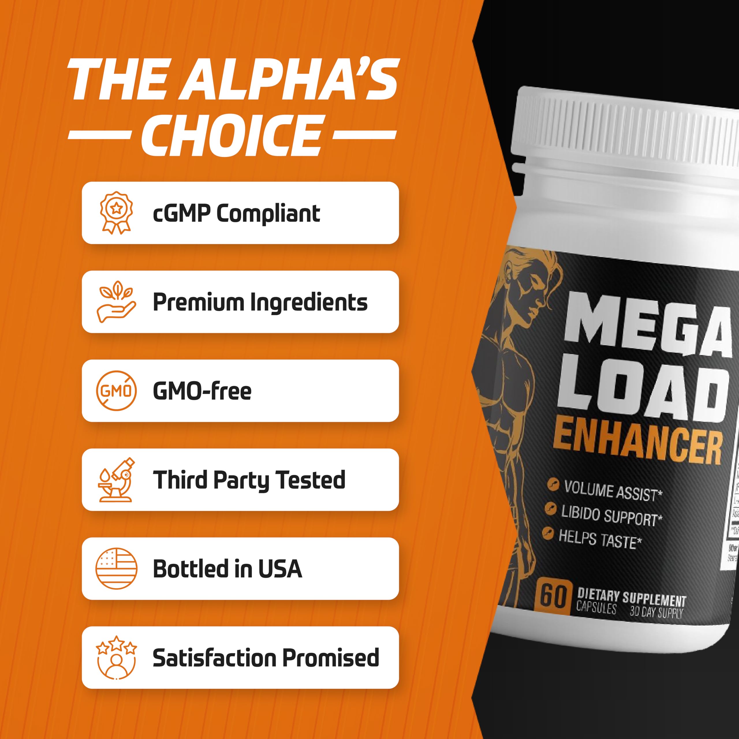 Packaging design and product information card for Mega Load Enhancer