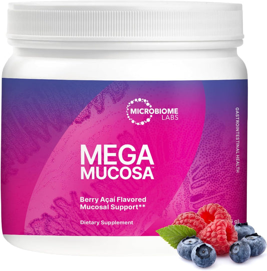 Front view of MegaMucosa Berry Acai 5.5 oz tub