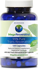 Front view of Mega Resveratrol bottle with 120 capsules