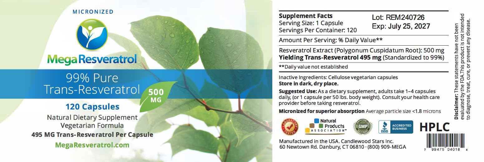 Close-up of Mega Resveratrol capsules