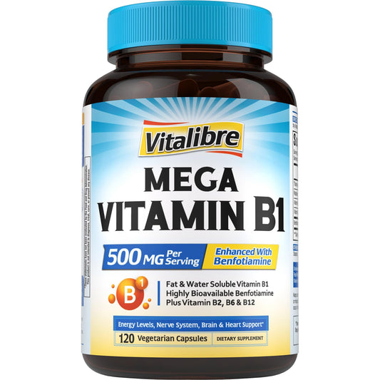 Bottle of Mega Vitamin B1 500 mg with benfotiamine
