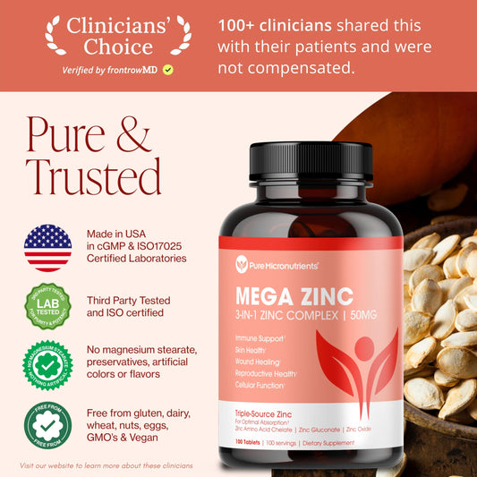 Close-up of zinc oxide, zinc citrate, and zinc gluconate blend