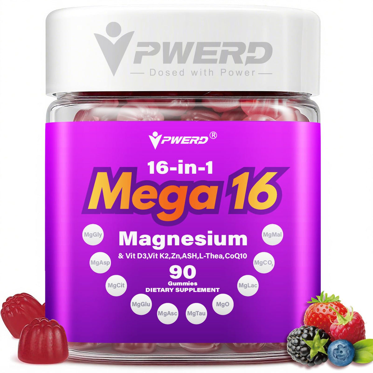 Mega16-in-1 Magnesium Glycinate Sleep Gummies bottle with label