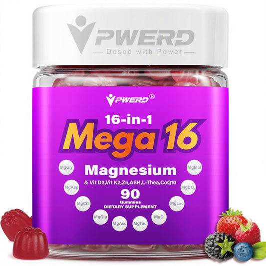 Mega16-in-1 Magnesium Glycinate Sleep Gummies bottle with label
