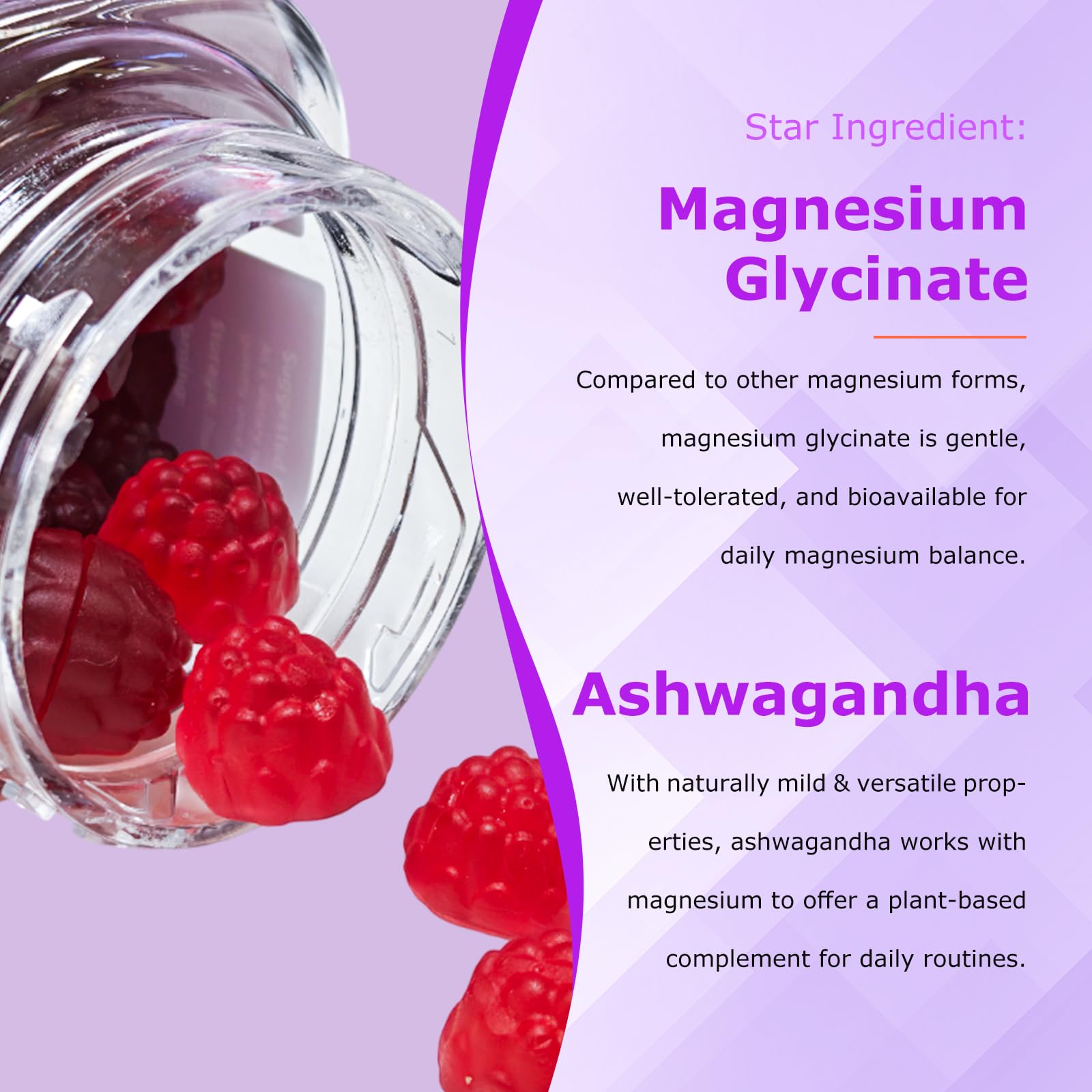 Gummies showing magnesium glycinate, citrate, and other magnesium forms