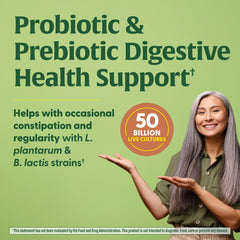 MegaFood MegaFlora probiotic strains label emphasizing 14 diverse bacteria for digestion