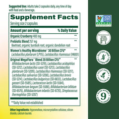 MegaFood MegaFlora Probiotics for Women capsules showcasing vegetarian formula for daily comfort.