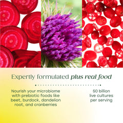 MegaFood MegaFlora Probiotics for Women cranberry detail highlighting natural flavor and ingredients.