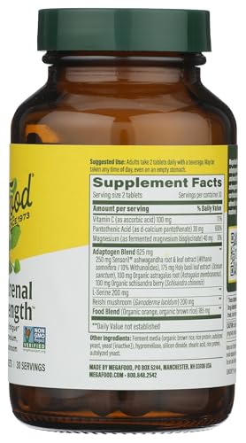 Vegetarian, Non-GMO Adrenal Strength packaging and claims