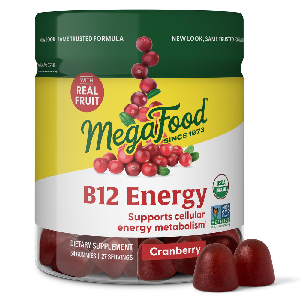 MegaFood B12 Energy Gummies cranberry bottle label