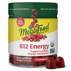 MegaFood B12 Energy Gummies cranberry bottle label