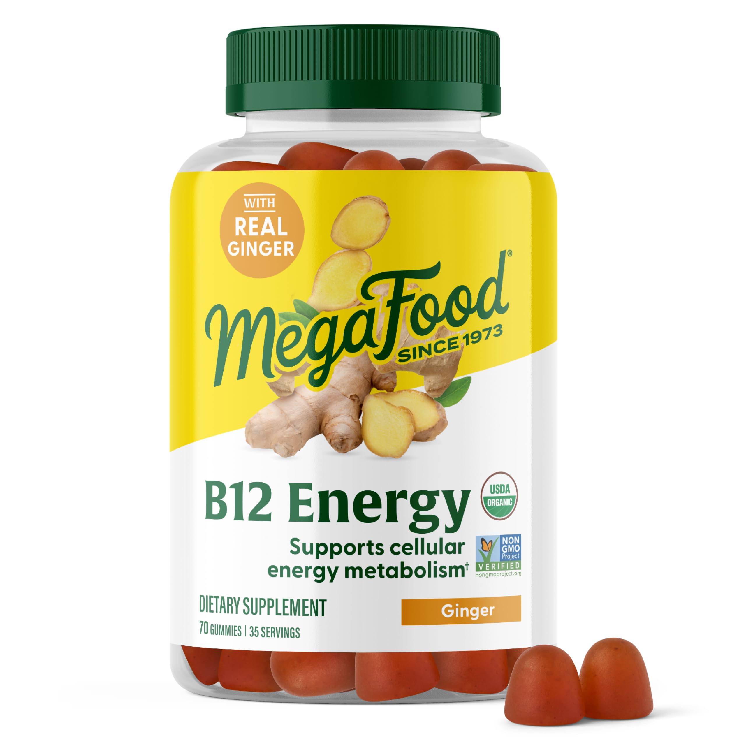 MegaFood B12 Energy Gummies with Ginger - 70 gummies