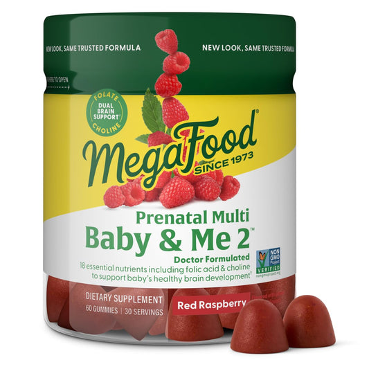 MegaFood Baby & Me 2 Prenatal Gummies Raspberry bottle