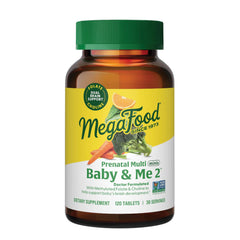 Bottle of MegaFood Baby & Me 2 Prenatal Mini Vitamins front view