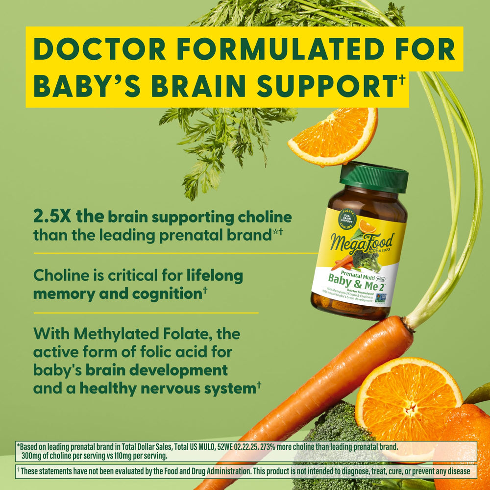 Real food ingredients imagery for MegaFood Baby & Me 2 Prenatal Mini