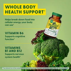 Vegan, gluten-free B Complex bottle on white background