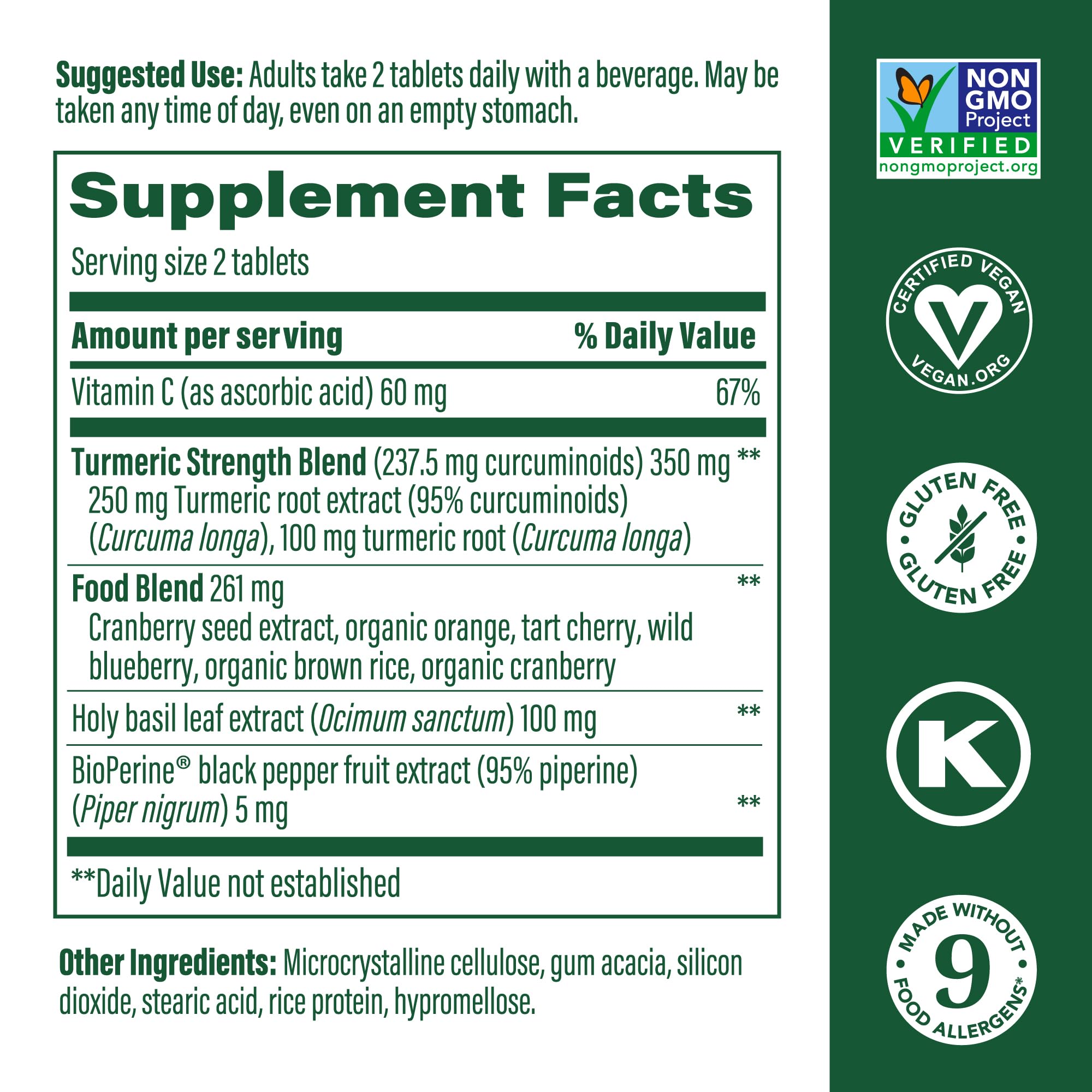 Bioperine and Vitamin C support absorption of curcuminoids