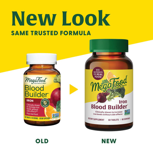 MegaFood Blood Builder bottle with 180 tablets visible