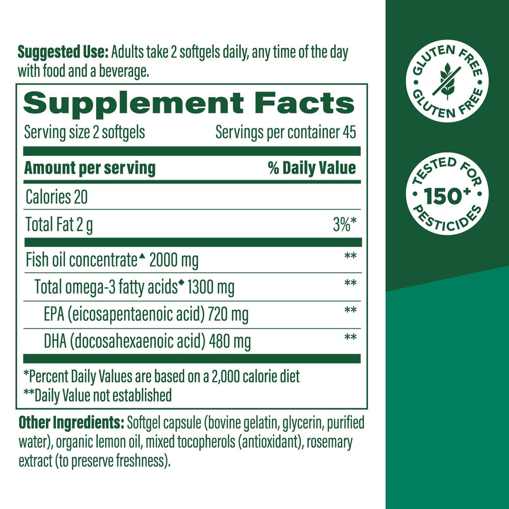 Bottle of MegaFood burp-less lemon-infused omega-3
