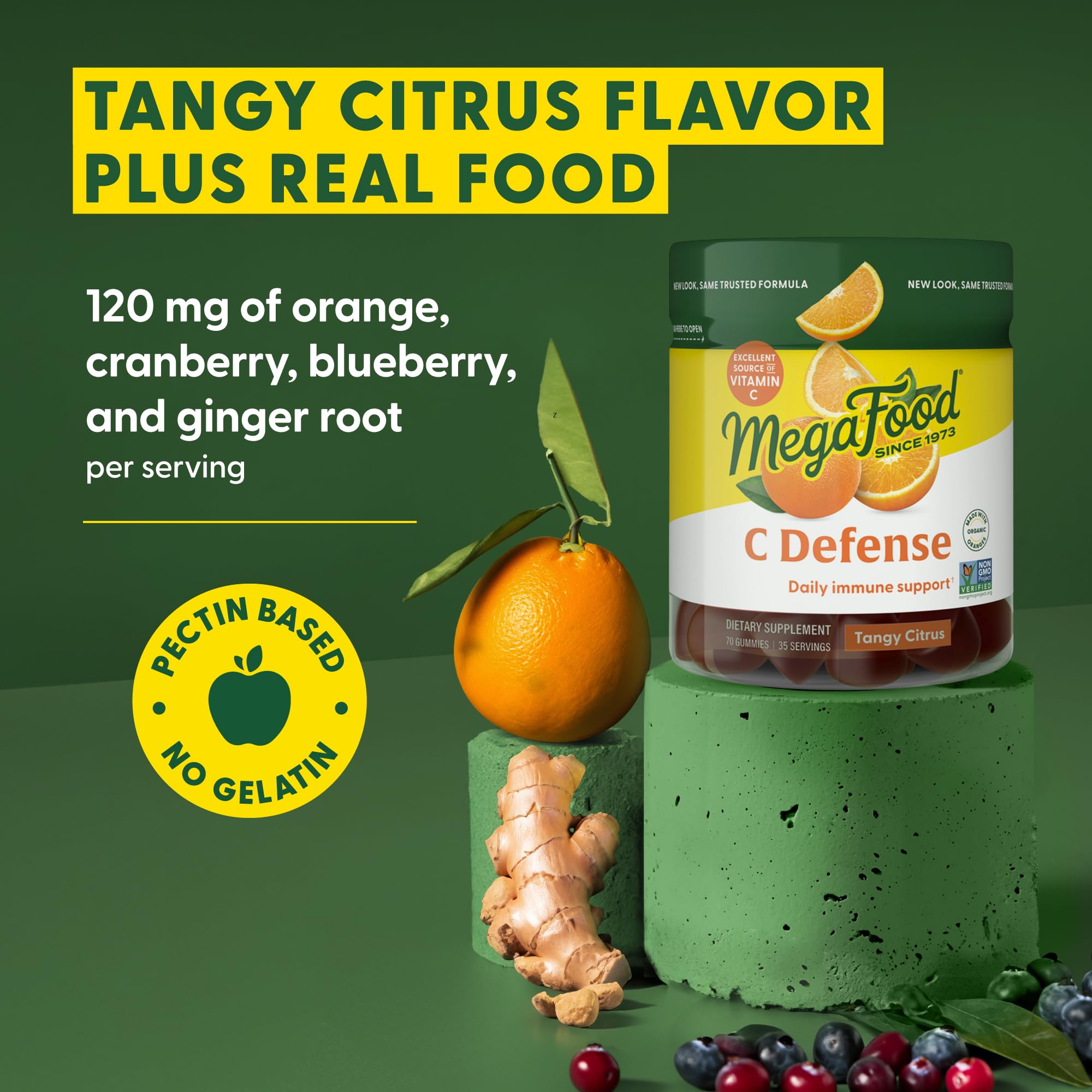 Vegan and gluten-free certification icons on MegaFood packaging