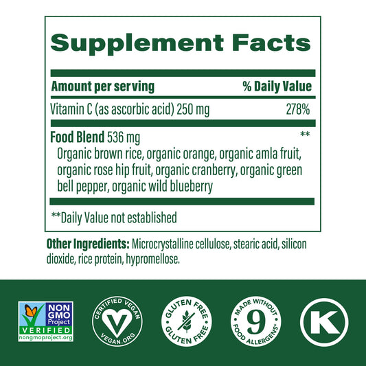 Real food orange ingredient included in MegaFood Complex C vitamin C 250 mg formula.