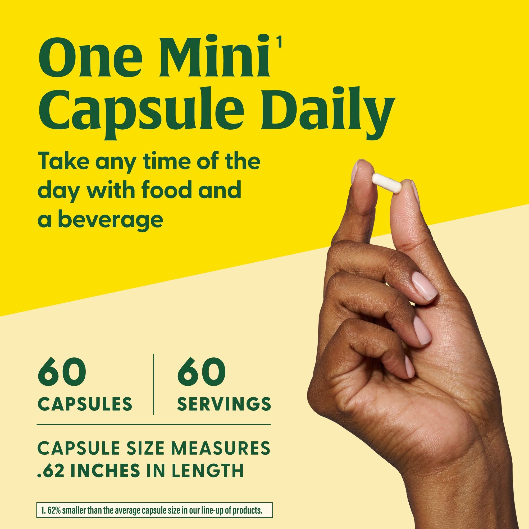 Serving size of 60 mini capsules per bottle