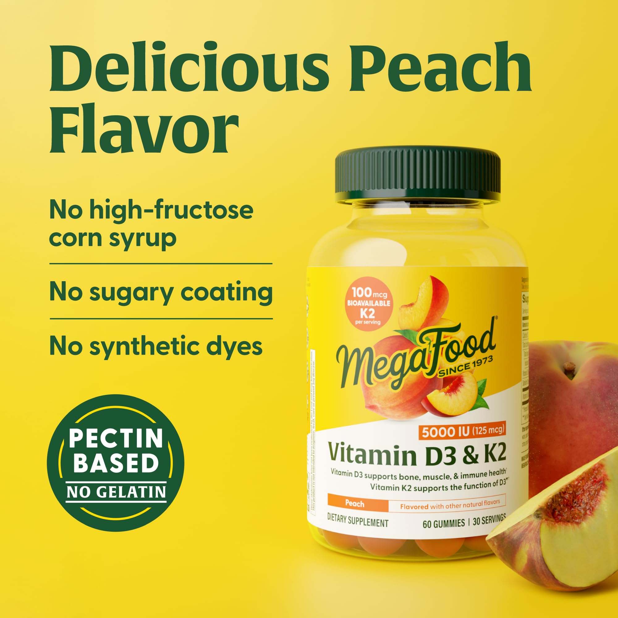 Serving size and vitamin D3 and K2 per serving on label