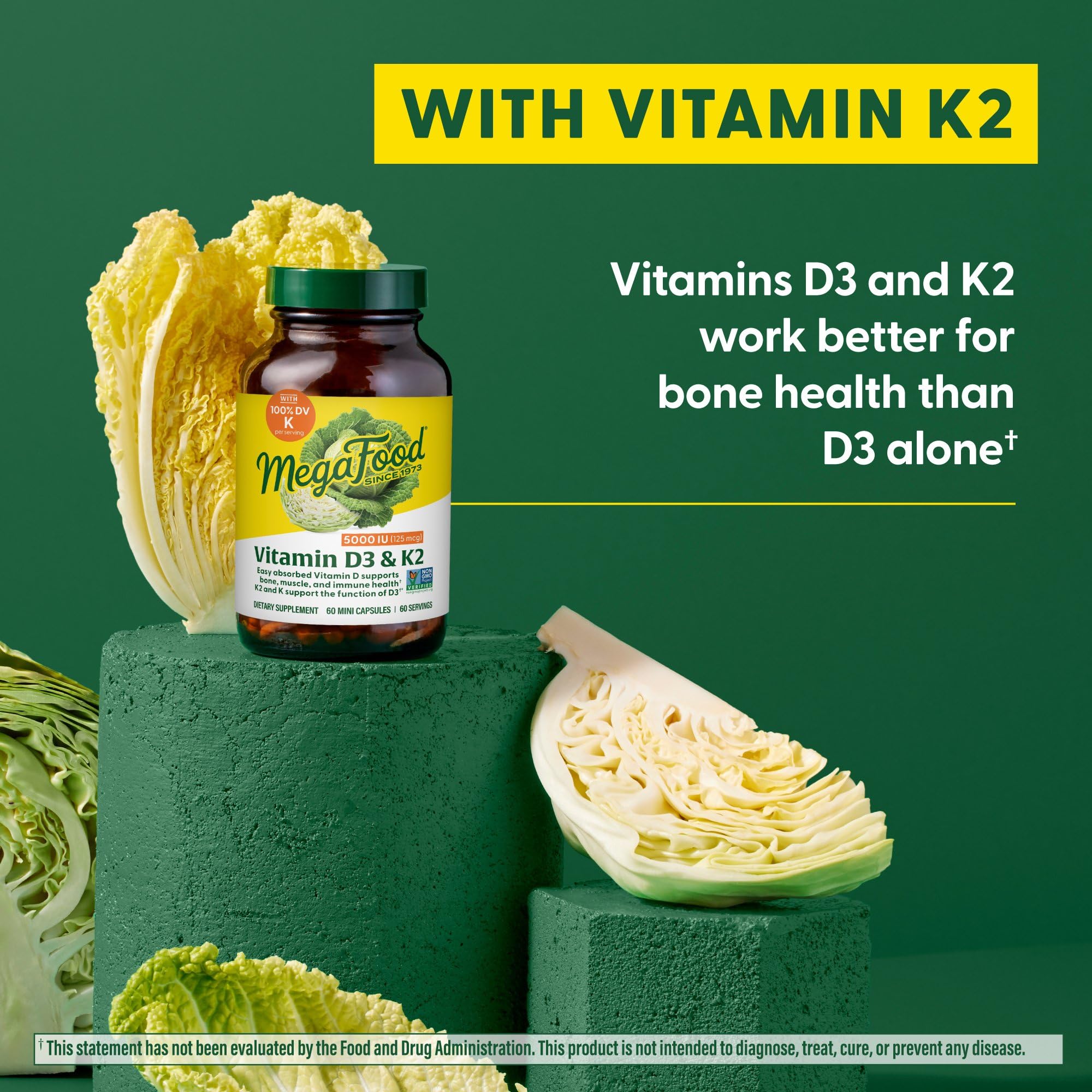 Graphic illustrating the synergy of Vitamin D3 and K2 for bone health
