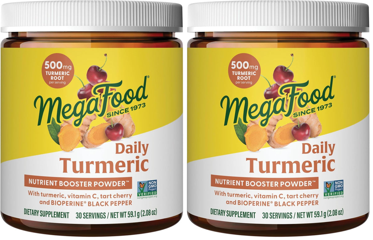 Two-pack MegaFood Daily Turmeric Nutrient Booster Powder front label