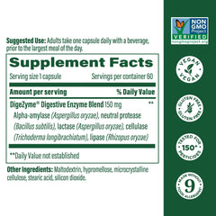 Close-up of product label showing vegan and gluten-free claims