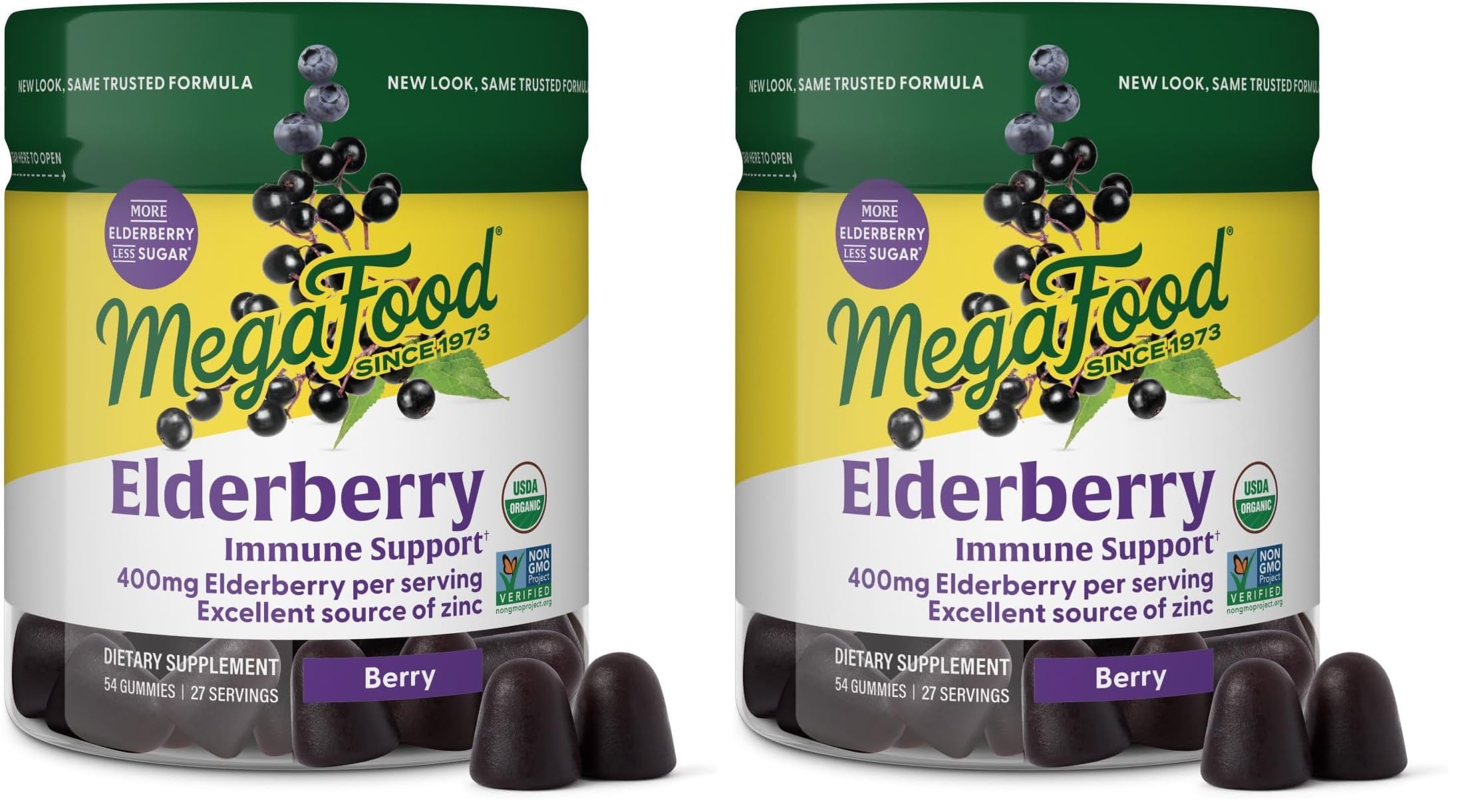 Two-pack MegaFood Elderberry Immune Support Gummies front view