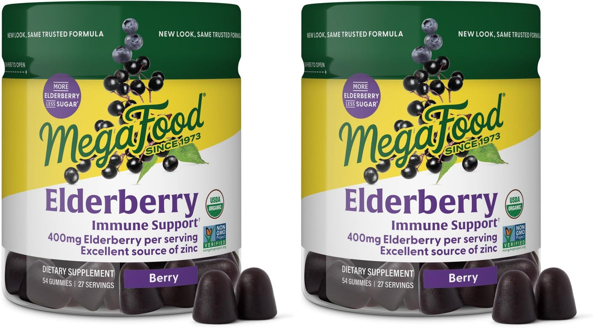 Two-pack MegaFood Elderberry Immune Support Gummies front view