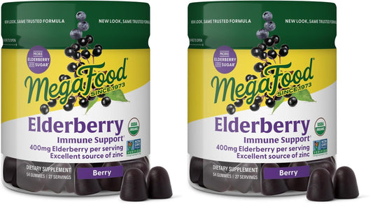 Two-pack MegaFood Elderberry Immune Support Gummies front view