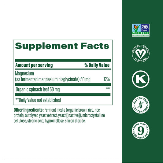 Close-up of fermented magnesium glycinate tablets