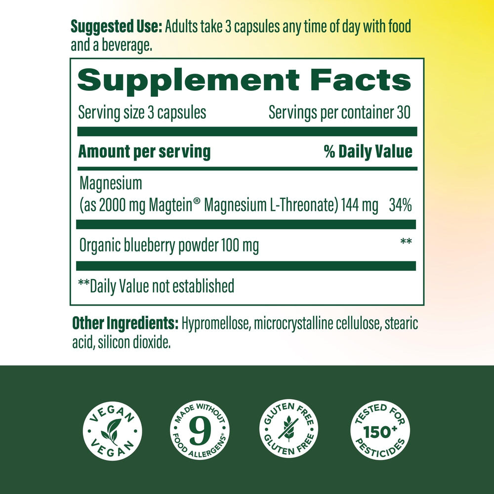 MegaFood Magtein capsules closeup suggesting cognitive support and routine supplementation